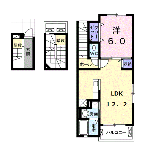 ルナリア(1LDK/3階)の間取り写真
