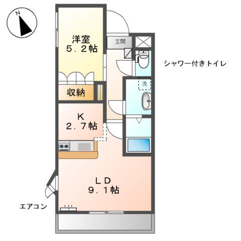 POCO A POCO(1LDK/2階)の間取り写真
