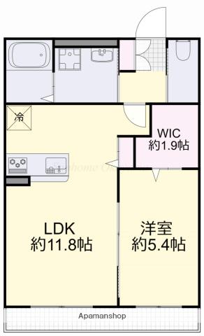 SUNLINE(1LDK/1階)の間取り写真