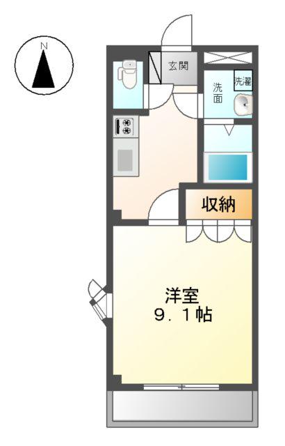 ルミナスハイムK(1K/2階)の間取り写真