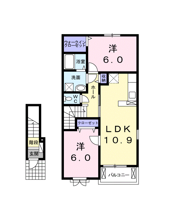 エトワール(2LDK/2階)の間取り写真