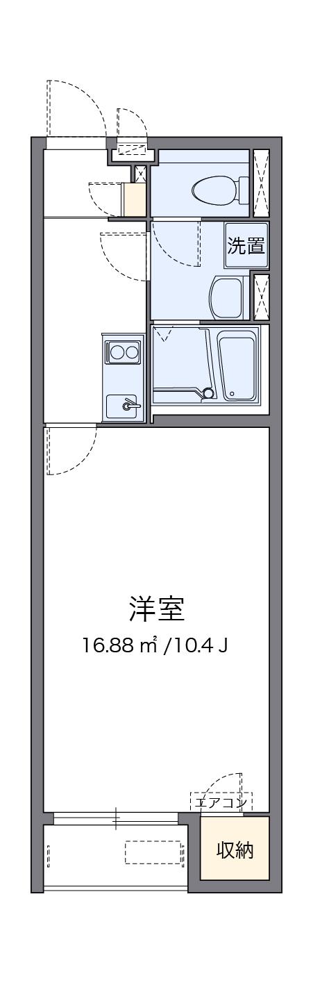 クレイノステラ 庭瀬(1K/1階)の間取り写真