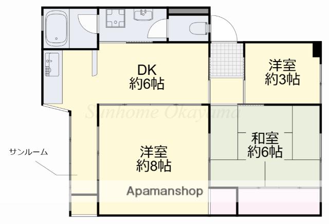 シャンティ浜野(3DK/3階)の間取り写真