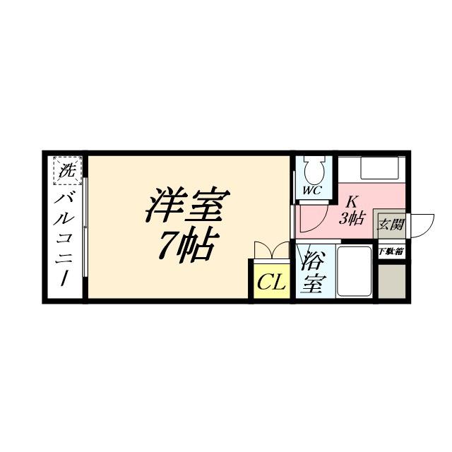 ラ・パルテール福富 壱番館(1K/4階)の間取り写真