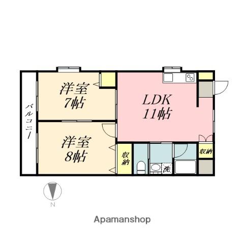 岸本第2マンション(2LDK/1階)の間取り写真