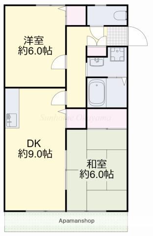 サンビレッジ竜之口E(2DK/1階)の間取り写真