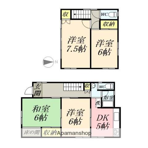 岡山県岡山市南区 2階建 築48年(4K)の間取り写真