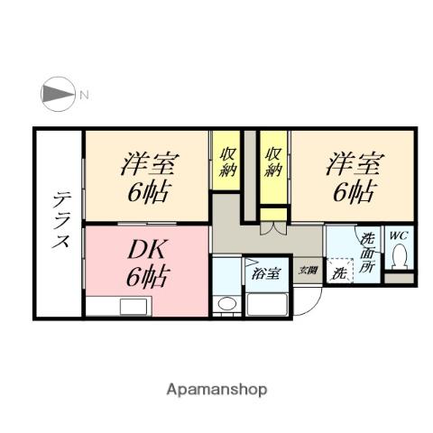 プレジールSANYO A棟(2DK/1階)の間取り写真