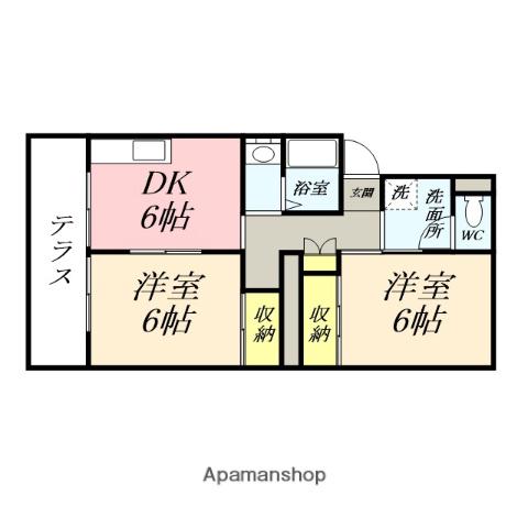 プレジールSANYO A棟(2DK/2階)の間取り写真