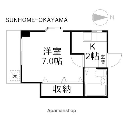 ラッキーハウス 南棟(1K/2階)の間取り写真