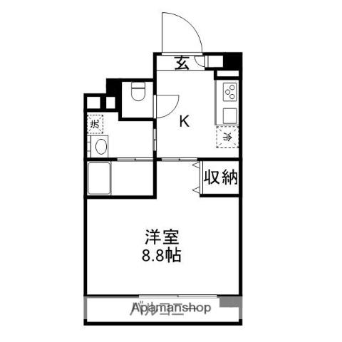 ルネス武富Ⅱ(1K/4階)の間取り写真