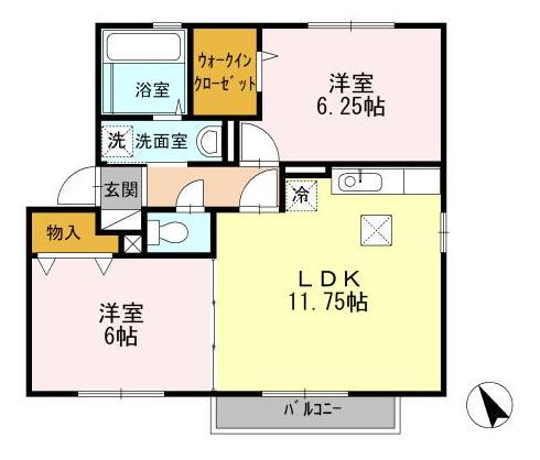 アゼリア(2LDK/1階)の間取り写真