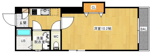ホワイトグレース律奈(1K/4階)の間取り写真