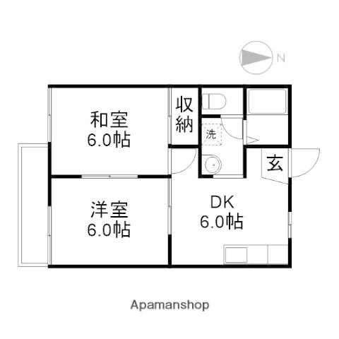 藤田コーポⅡ(2DK/2階)の間取り写真