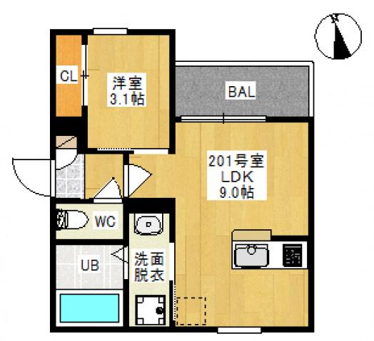 REGALEST JM 青江(1LDK/2階)の間取り写真
