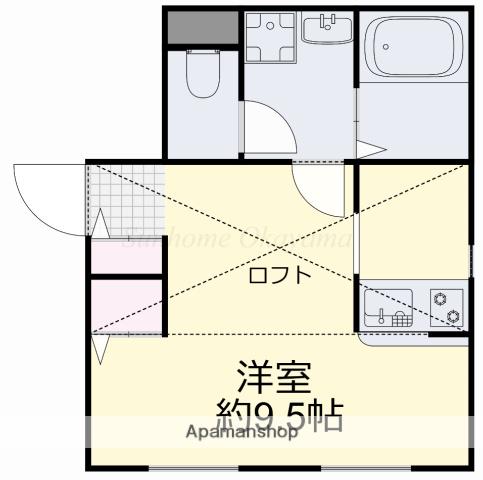 メゾン佛欄西 B棟(ワンルーム/2階)の間取り写真