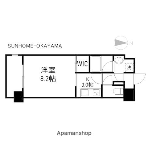 セントラルアベニュー下石井(ワンルーム/9階)の間取り写真