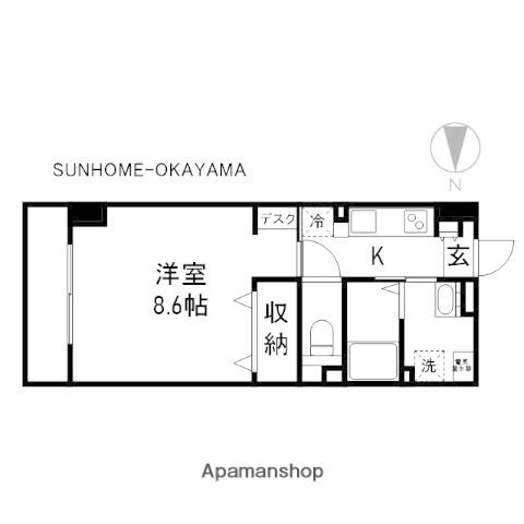 8LEAF大元(1K/6階)の間取り写真