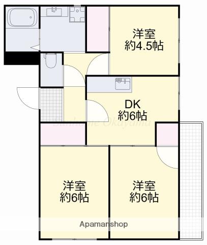 西之町マンション(3DK/2階)の間取り写真