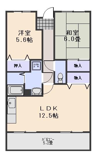カウル湊(2LDK/1階)の間取り写真