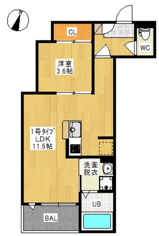 REGALEST FILO 鹿田本町(1LDK/2階)の間取り写真