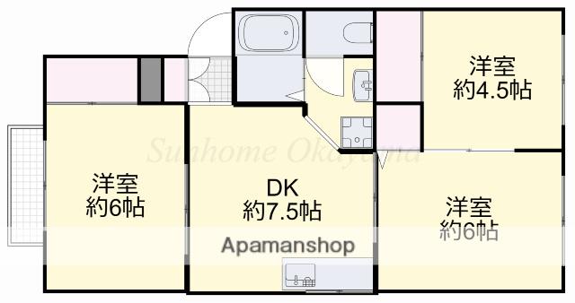 サンパティオ松永 A棟(3DK/2階)の間取り写真