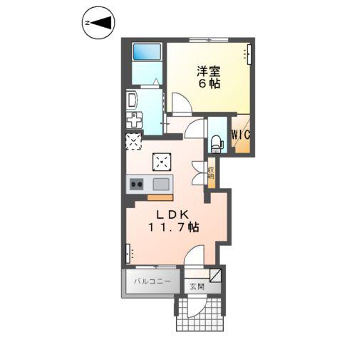 ウィステリアⅤ(1LDK/1階)の間取り写真