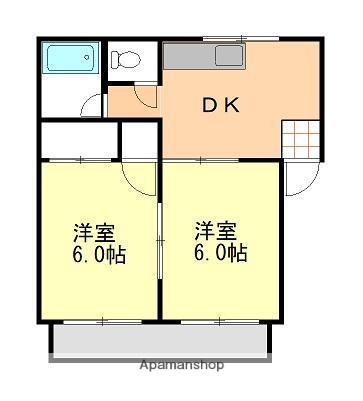シティハイツカサミア2(2DK/2階)の間取り写真