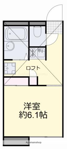 ラルゴ上道(1K/2階)の間取り写真