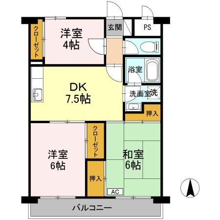 メゾン・ド・昭裕Ⅰ(3DK/3階)の間取り写真