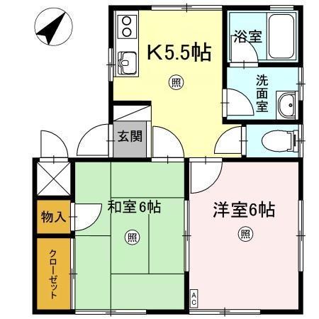 ミューズ瀬戸(2K/1階)の間取り写真