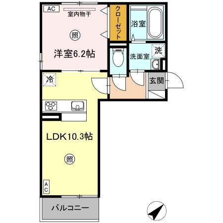 ヴィクトワール(1LDK/3階)の間取り写真