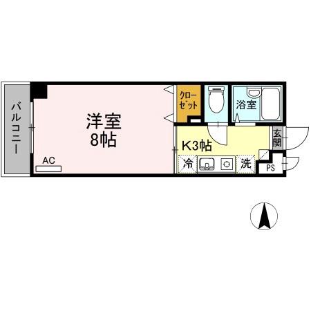 森ビル(1K/3階)の間取り写真