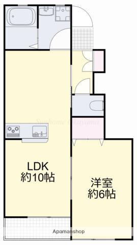 プティーシュシュ庭瀬北 北棟(1LDK/1階)の間取り写真