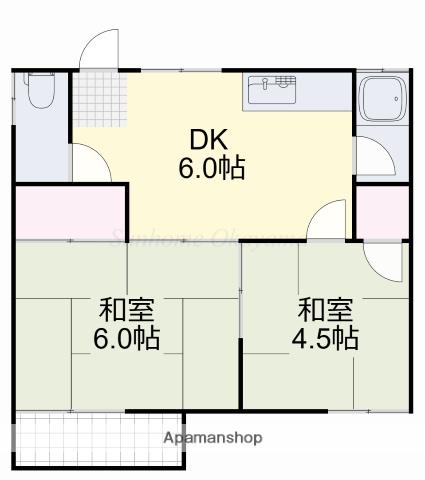 吉村コーポ(2DK/2階)の間取り写真