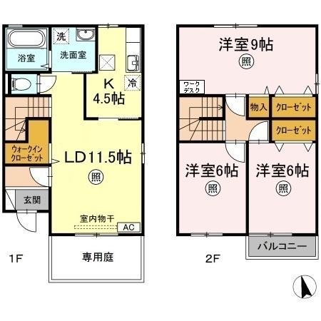 プリムローズ　ベル　Ａ棟(3LDK)の間取り写真