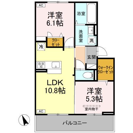 TIARE MANBAI(2LDK/2階)の間取り写真