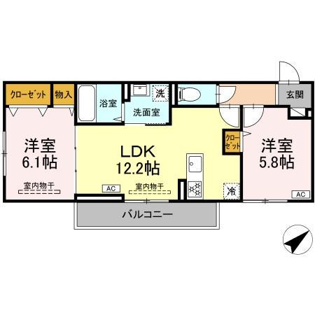 HOPE LODGE K(2LDK/3階)の間取り写真