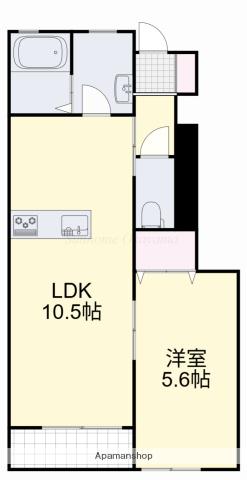 COCORU庭瀬(1LDK/1階)の間取り写真