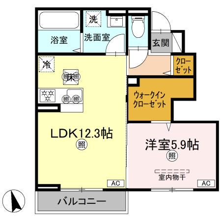 マーメゾン新福(1LDK/1階)の間取り写真
