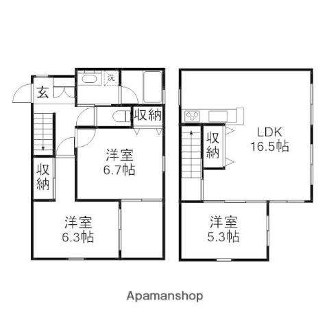 山陽本線 北長瀬駅 徒歩10分 2階建 築18年(3LDK)の間取り写真