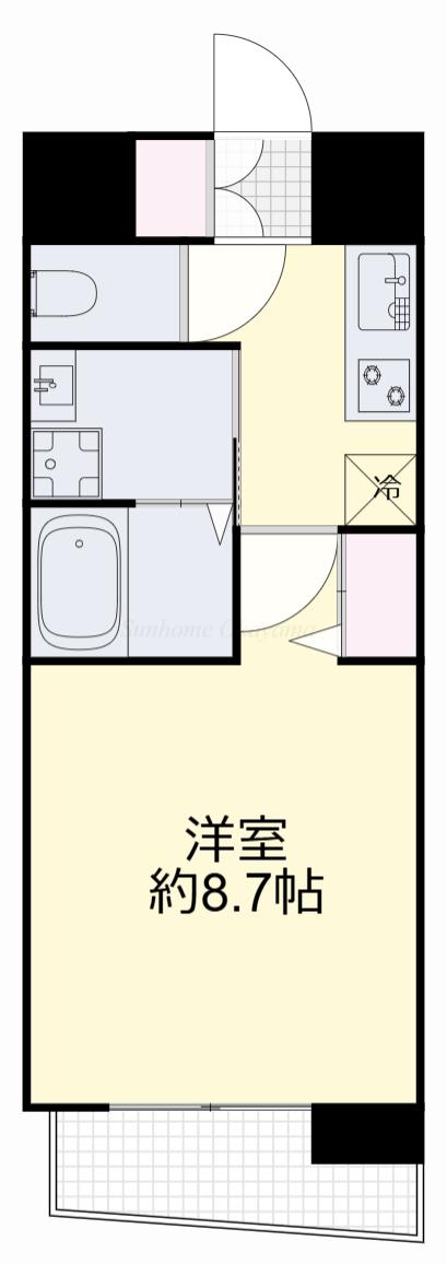 フォレスタ岡山医大前(1K/9階)の間取り写真