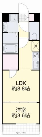 月光 旭川リバーサイドウエスト(1LDK/2階)の間取り写真