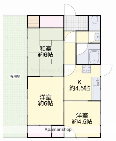 岡山電軌東山本線 城下駅(岡山) 徒歩19分 1階建 築55年(3K)の間取り写真