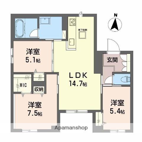 セレーノ野田(3LDK/1階)の間取り写真