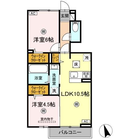 D-ROOMシリウスアーク(2LDK/1階)の間取り写真