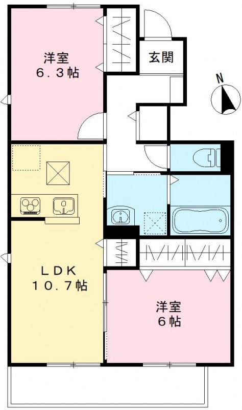 ユアメゾン益野 A(2LDK/1階)の間取り写真