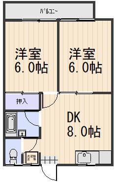 メゾンドいづみ(2DK/2階)の間取り写真