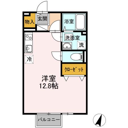 サニーハウス・横井 B棟 B棟(ワンルーム/2階)の間取り写真