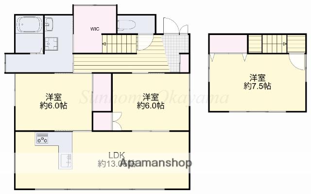 岡山県岡山市南区 2階建 築50年(3LDK)の間取り写真